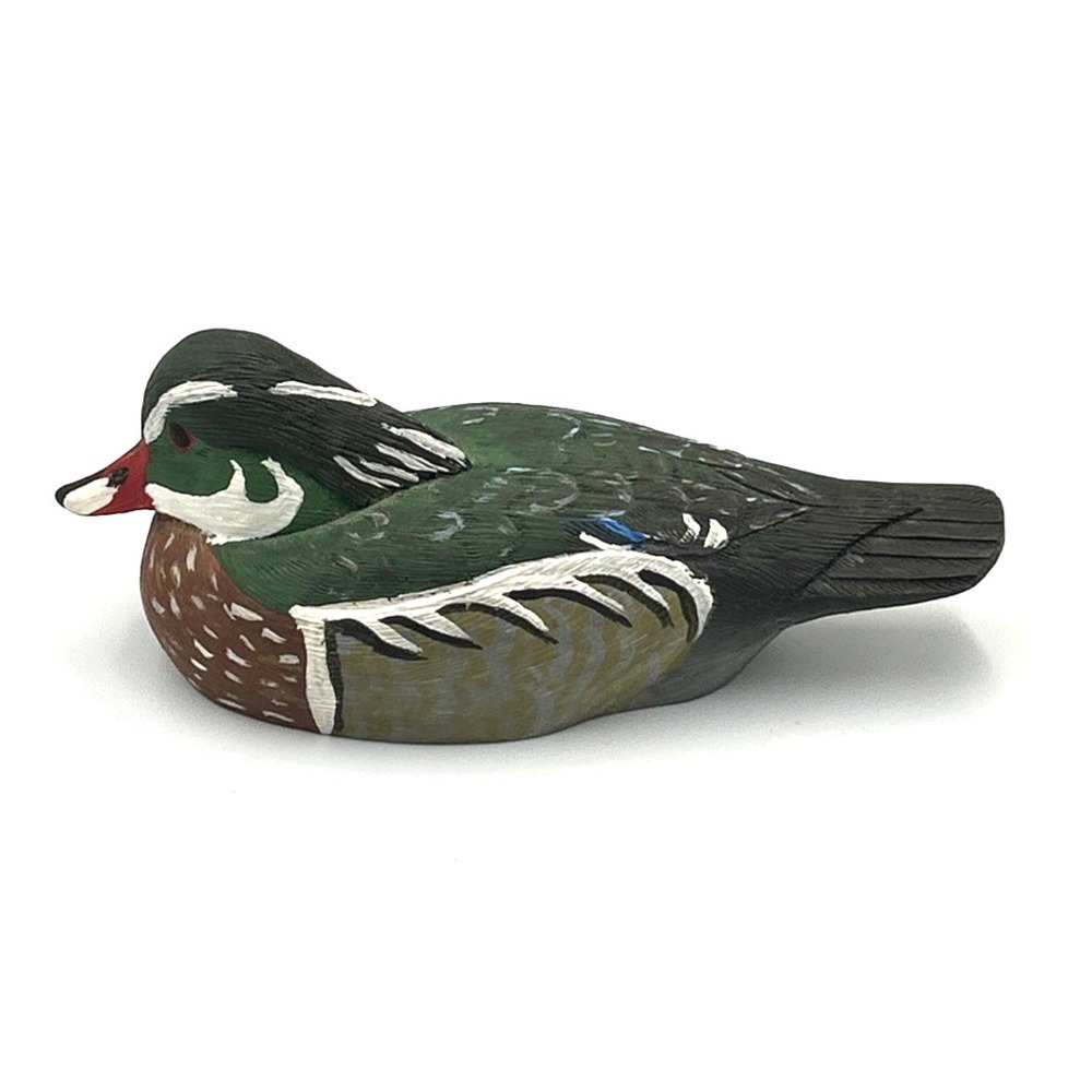 Vtg Hand Painted Wood Duck Signed Dated 1985 Mini Decoy Figurine